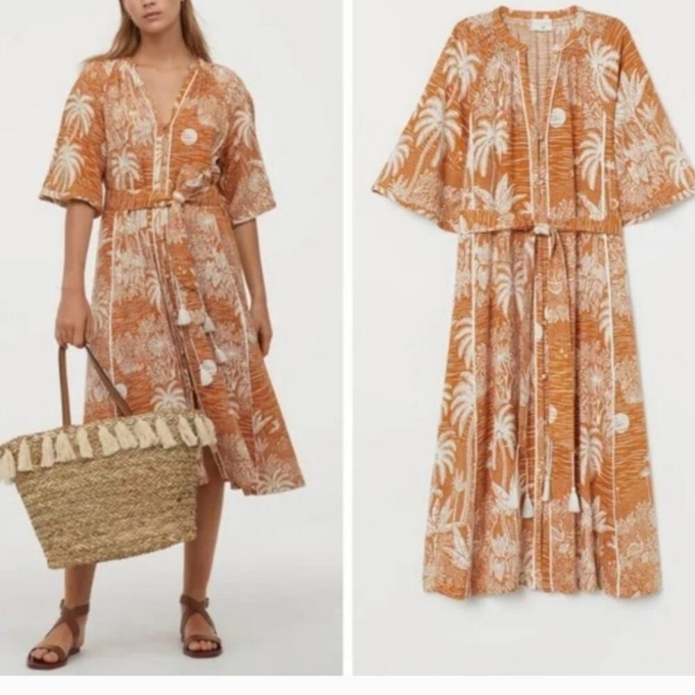 DESMOND & DEMPSEY x H&M Tropical Print Kaftan Dress (M)